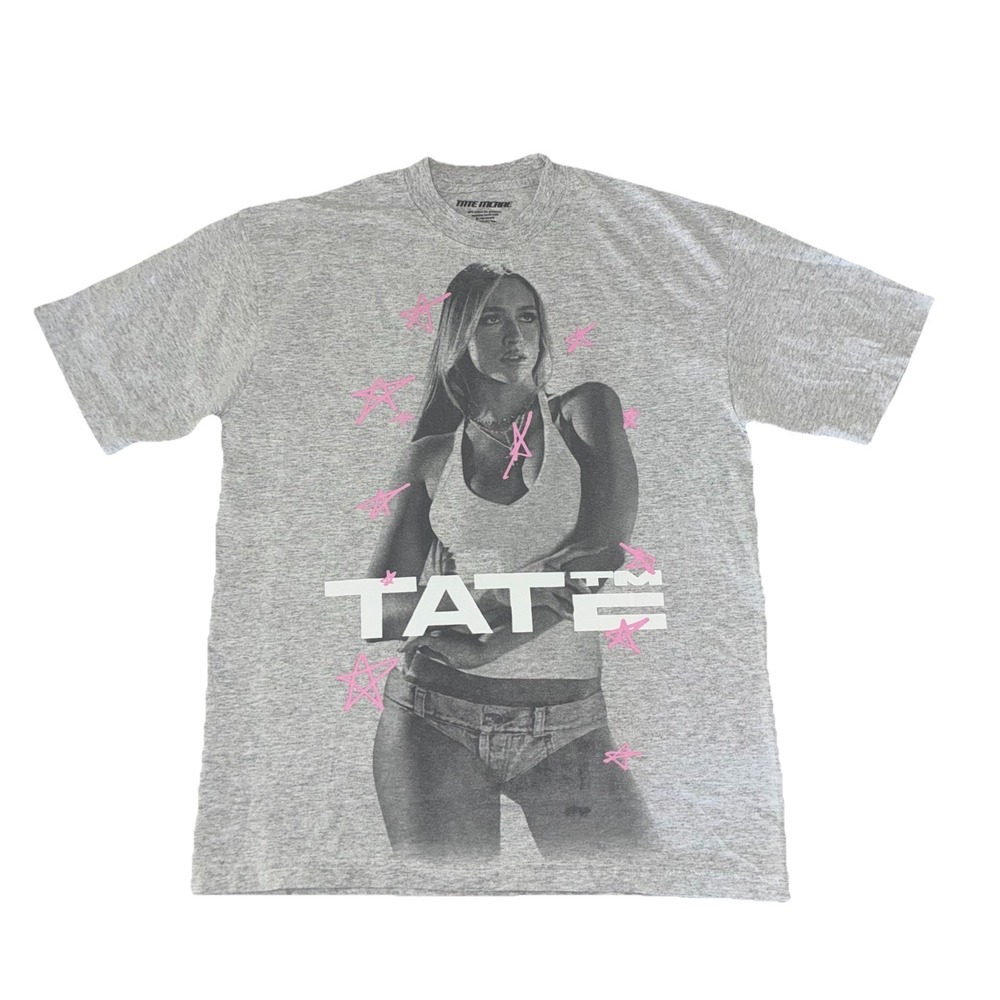 Tate Mcrae T Shirt S‎ Gray Stars Miss Possessive Tour Merch NEW *spot